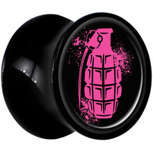 Load image into Gallery viewer, Black Acrylic Pink Grenade Saddle Plug Set 00G
