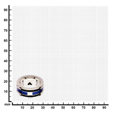 Load image into Gallery viewer, Mens Blue Carbon Fiber with Black Cable Steel Inlayed Stainless Steel Ring
