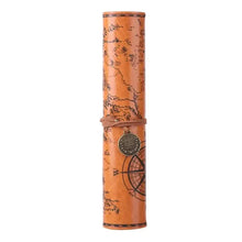 Load image into Gallery viewer, PU Leather Rollup Pen Bag Vintage Creative Map Pencil Case
