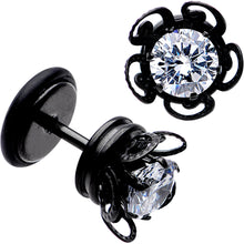将图片加载到图库查看器，Clear Gem Black Anodized Swirl Cheater Plug Set
