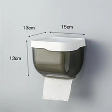 将图片加载到图库查看器，Punch-free Toilet Paper Holder Box Waterproof Storage Toilet Paper Storage Rack Paper Towel Kitchen Bathroom Storage Box Waterproof Toilet Paper Holder Wall Mounted Punch Free Paper Dispenser Transparent Storage Box Bathroom Kitchen Supply
