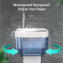 将图片加载到图库查看器，Punch-free Toilet Paper Holder Box Waterproof Storage Toilet Paper Storage Rack Paper Towel Kitchen Bathroom Storage Box Waterproof Toilet Paper Holder Wall Mounted Punch Free Paper Dispenser Transparent Storage Box Bathroom Kitchen Supply
