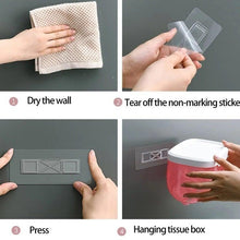 将图片加载到图库查看器，Punch-free Toilet Paper Holder Box Waterproof Storage Toilet Paper Storage Rack Paper Towel Kitchen Bathroom Storage Box Waterproof Toilet Paper Holder Wall Mounted Punch Free Paper Dispenser Transparent Storage Box Bathroom Kitchen Supply
