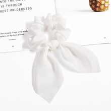 将图片加载到图库查看器，Pure Color Elastic Hair Band Rabbit Ear Bow Pearl Hair Rope Satin Ponytail Scrunchie Bobbles Elastic Hair Ties Ropes Ponytail Holder Accessories for Women And Girls
