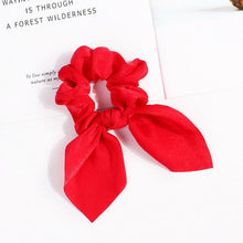 将图片加载到图库查看器，Pure Color Elastic Hair Band Rabbit Ear Bow Pearl Hair Rope Satin Ponytail Scrunchie Bobbles Elastic Hair Ties Ropes Ponytail Holder Accessories for Women And Girls

