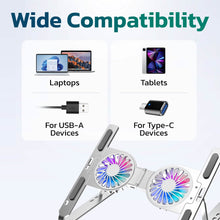 Load image into Gallery viewer, Purely F82 Adjustable Laptop Stand Laptop Cooling Pad Fan Ergonomic Foldable Laptop Holder
