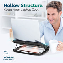 将图片加载到图库查看器，Purely Laptop Cooling Pad, 6 Adjustable Height Laptop Stand, 4 Fans: 3 Fan Modes + 6 Speeds, LED Display, 2 USB Ports

