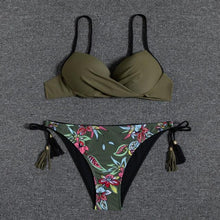 Load image into Gallery viewer, Push Up Bikini Floral Print Swimsuit Swimwear Women Bathing Suit Bikinis Set Brazilian Beach Female Wear Women's Bikini Swimsuits Floral Printed Bathing Suits for Women 2 Piece Bikini
