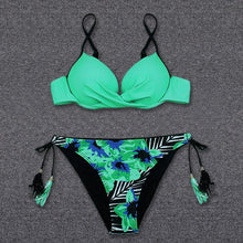 Load image into Gallery viewer, Push Up Bikini Floral Print Swimsuit Swimwear Women Bathing Suit Bikinis Set Brazilian Beach Female Wear Women's Bikini Swimsuits Floral Printed Bathing Suits for Women 2 Piece Bikini
