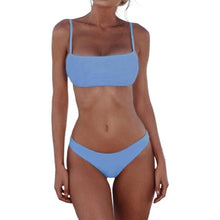 Load image into Gallery viewer, Push Up Bikini Set Swimsuits High Waist Swimwear Women Ribbed Bathing Suits Brazilian Bikinis Swimsuit for Women  Bottom Triangle Bikinis Top Bathing Suit
