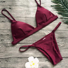 Load image into Gallery viewer, Push Up Bikini Set Swimsuits High Waist Swimwear Women Ribbed Bathing Suits Brazilian Bikinis Swimsuit for Women  Bottom Triangle Bikinis Top Bathing Suit
