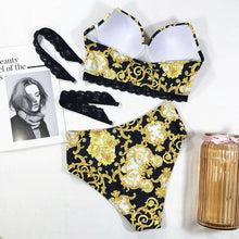 将图片加载到图库查看器，Push Up Bikinis Bikini Set Women High Waisted Bikini Set Athletic Two Piece Swimsuit Sporty Scoop Neck Bathing Suit For Teen Girls With Shorts High Waist Swimwear Women Swimsuit Female Swimming Suit Bathing Suit Print Bikini Set
