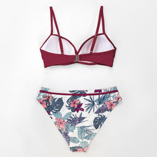 将图片加载到图库查看器，Push Up Floral Bikini Sets Women Two Pieces Swimsuits Women's Bathing Suits Push Up Halter Bandage Bikini Floral Printing Swim Bottoms Two Piece Swimsuits New Girl Beach Bathing Suits Swimwear

