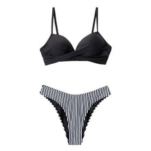 将图片加载到图库查看器，Push Up Floral Bikini Sets Women Two Pieces Swimsuits Women's Bathing Suits Push Up Halter Bandage Bikini Floral Printing Swim Bottoms Two Piece Swimsuits New Girl Beach Bathing Suits Swimwear
