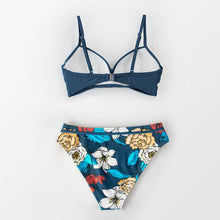 将图片加载到图库查看器，Push Up Floral Bikini Sets Women Two Pieces Swimsuits Women's Bathing Suits Push Up Halter Bandage Bikini Floral Printing Swim Bottoms Two Piece Swimsuits New Girl Beach Bathing Suits Swimwear
