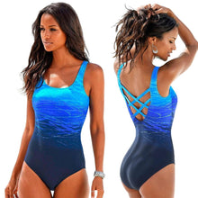 将图片加载到图库查看器，Push Up Swimwear Back One-piece Beach Bathing Suit Colorful Print One Piece Women Swimsuit  Women's Plunge Bathing Suit Strappy Mesh One Piece Swimsuit Tummy Control Swimwear
