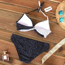 Load image into Gallery viewer, Push Up Women Bikinis Swimwear  Women's Bathing Suits Push Up Halter Bandage Bikini Floral Printing Swim Bottoms Two Piece Swimsuits Women Swimsuits Bathing Suit Halter  Leaf Print Beach Wear Plus Size

