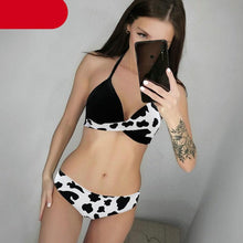Load image into Gallery viewer, Push Up Women Bikinis Swimwear  Women's Bathing Suits Push Up Halter Bandage Bikini Floral Printing Swim Bottoms Two Piece Swimsuits Women Swimsuits Bathing Suit Halter  Leaf Print Beach Wear Plus Size
