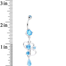 Load image into Gallery viewer, Aqua Gem Last Drops of Love Heart Dangle Belly Ring

