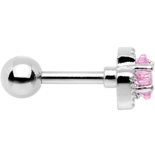 Load image into Gallery viewer, 16G 1/4 Pink Star CZ Gem Bow Tie Cartilage Tragus Earring
