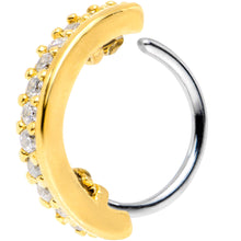Load image into Gallery viewer, 18G Clear CZ Gem Gold Tone Sleek Seamless Circular Ring
