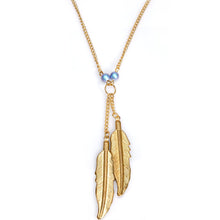 Load image into Gallery viewer, Feathery Gold Plated Chain Necklace Created with Crystals
