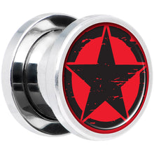 Load image into Gallery viewer, Black Red Distressed Star Steel Screw Fit Plug Set 00G
