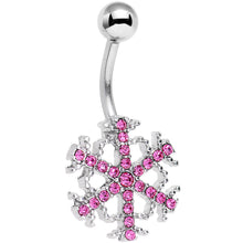 将图片加载到图库查看器，Pink Gem Wonderful Winter Snowflake Belly Ring
