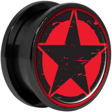 将图片加载到图库查看器，Black Red Distressed Star Black Anodized Screw Fit Plug Set 20mm
