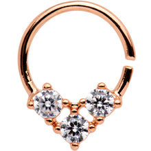 Load image into Gallery viewer, 16G Clear CZ Rose Gold Tone Triple Triangle Circular Ring

