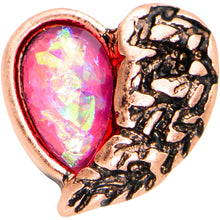 Load image into Gallery viewer, Pink Faux Opal Rose Gold Anodized Half Heart Tragus Cartilage Earring
