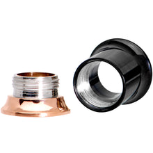 Load image into Gallery viewer, Black Rose Gold PVD Two Tone Screw Fit Tunnel Plug Set 3mm to 16mm
