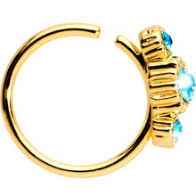 Load image into Gallery viewer, 20G 5/16 Aqua CZ Gold Tone Fashion Fusion Seamless Circular Ring
