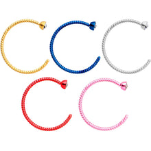 Load image into Gallery viewer, 20G 3/8 Clear Gem Multicolor Pack Set of 5 Twisted Nose Hoop Rings
