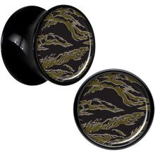 Load image into Gallery viewer, Black Acrylic Tiger Camo Print Saddle Plug Set 1/2
