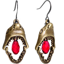 Load image into Gallery viewer, Shark Jaw Gunmetal Fishhook Earrings Created with Crystals
