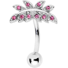 Load image into Gallery viewer, Pink Gem Sprouting Ivy Leaf Belly Ring
