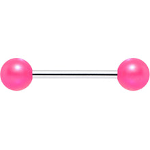 Load image into Gallery viewer, Matte Iridescent Neon Pink 6mm Acrylic Ball Barbell Tongue Ring
