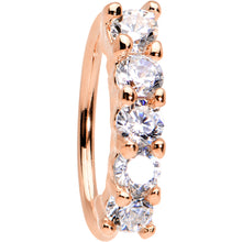 Load image into Gallery viewer, 20G 5/16 Clear CZ Rose Gold IP Quintet Seamless Circular Ring
