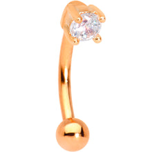 Load image into Gallery viewer, 5/16 Clear CZ Gem Rose Gold IP Fashionista Curved Eyebrow Rook Earring
