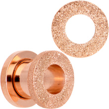 Load image into Gallery viewer, Rose Gold PVD Sandblasted Screw Fit Tunnel Plug Set 5mm to 16mm
