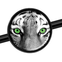 将图片加载到图库查看器，14G Black White Tiger Eyes Black Industrial Barbell 37mm
