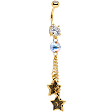 Load image into Gallery viewer, Clear Gem Starshine Dangle Belly Ring Created with Crystals
