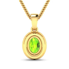 Load image into Gallery viewer, 1.23 Carat Genuine Peridot and White Diamond 14K Yellow Gold Pendant
