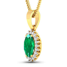 将图片加载到图库查看器，1.13 Carat Genuine Zambian Emerald and White Diamond 14K Yellow Gold Pendant
