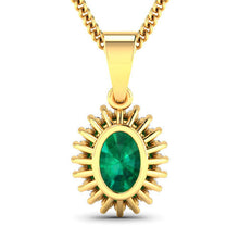 将图片加载到图库查看器，1.13 Carat Genuine Zambian Emerald and White Diamond 14K Yellow Gold Pendant
