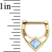Load image into Gallery viewer, 14G 5/16 Blue Faux Opal Gold PVD Glamour Septum Clicker
