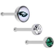 Load image into Gallery viewer, 20G Licensed NFL Philadelphia Eagles Logo Nose Bone 3 Pack Set
