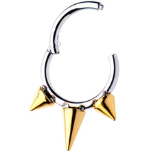 将图片加载到图库查看器，16G 5/16 Gold Tone Spike Punk Hinged Segment Ring
