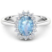 将图片加载到图库查看器，1.62 Carat Genuine Aquamarine and White Diamond 14K White Gold Ring
